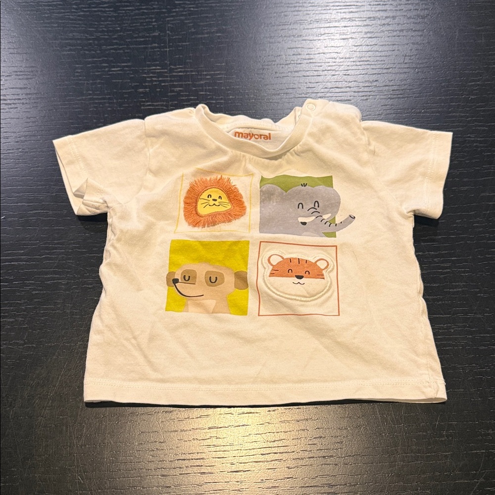 Mayoral Cream Kids' Animal Graphic Tee with matching hat & swim trunks